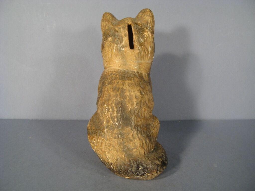 Early 20th Century Plaster Figurine Tirelire of a Seated Cat -1Y50 5
