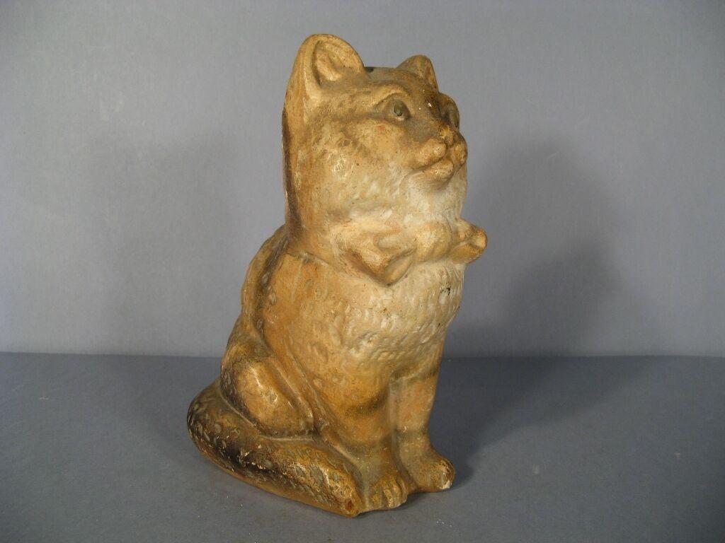 Early 20th Century Plaster Figurine Tirelire of a Seated Cat -1Y50 6