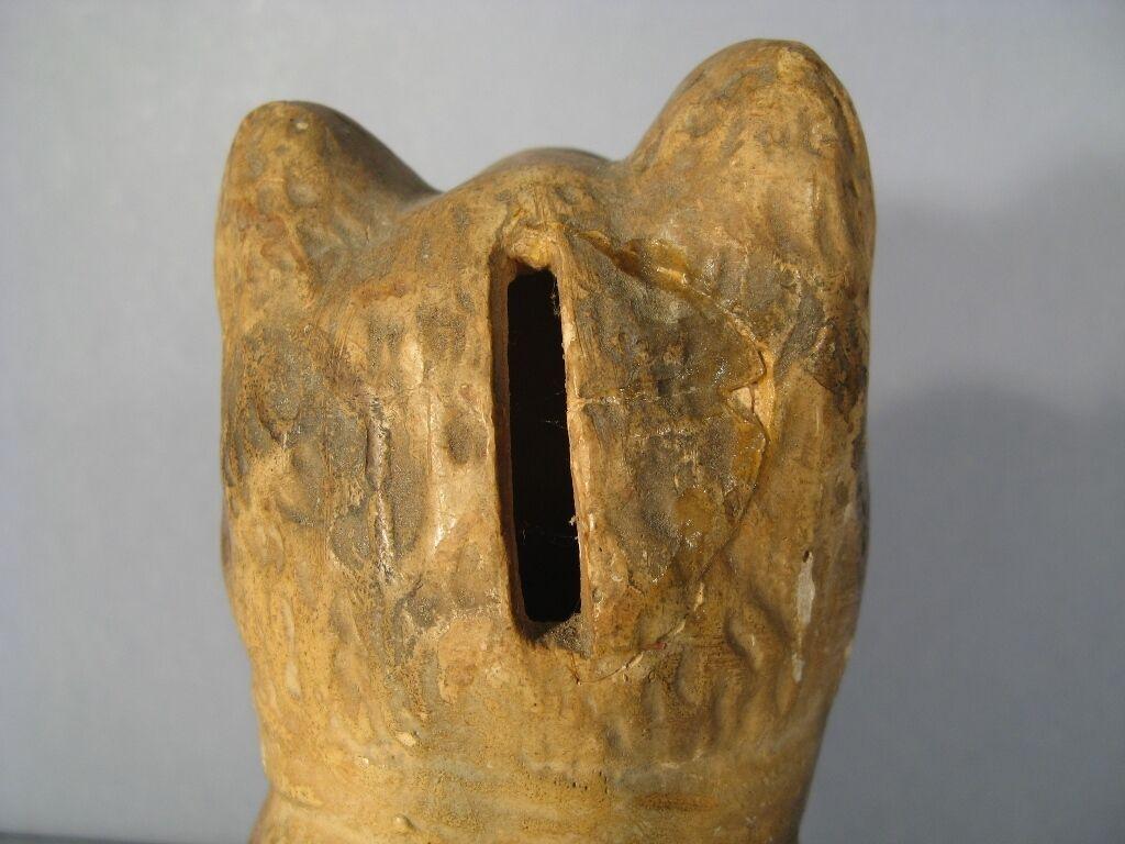 Empire Early 20th Century Plaster Figurine Tirelire of a Seated Cat -1Y50