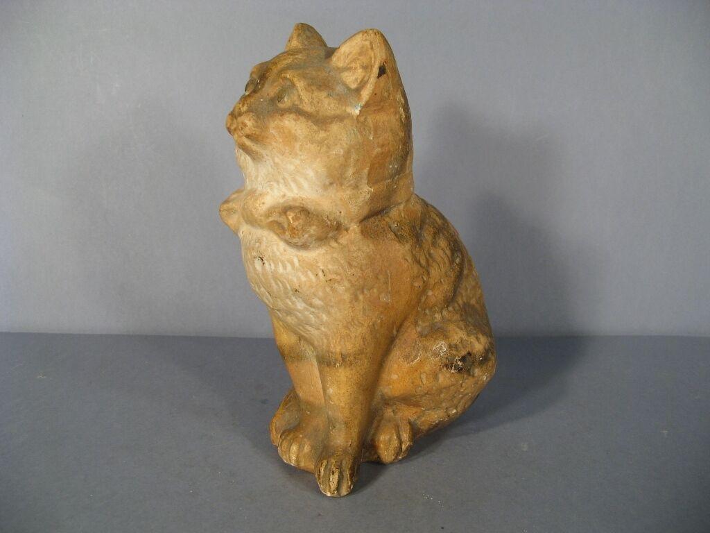 Early 20th Century Plaster Figurine Tirelire of a Seated Cat -1Y50 2