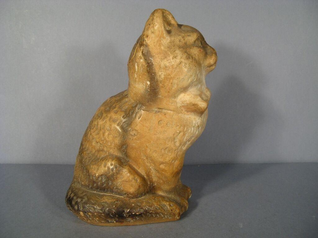 Early 20th Century Plaster Figurine Tirelire of a Seated Cat -1Y50 3