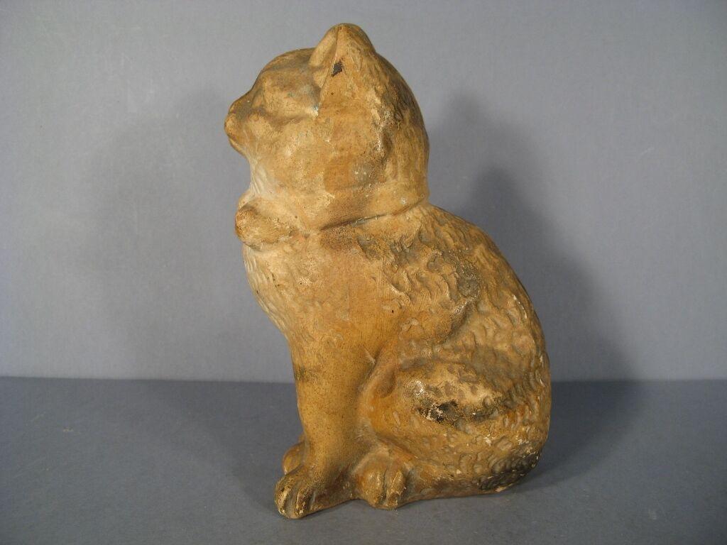 Early 20th Century Plaster Figurine Tirelire of a Seated Cat -1Y50 4
