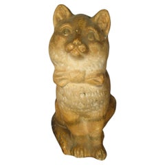 Figurilla de escayola de principios del siglo XX Tirelire de un gato sentado -1Y50