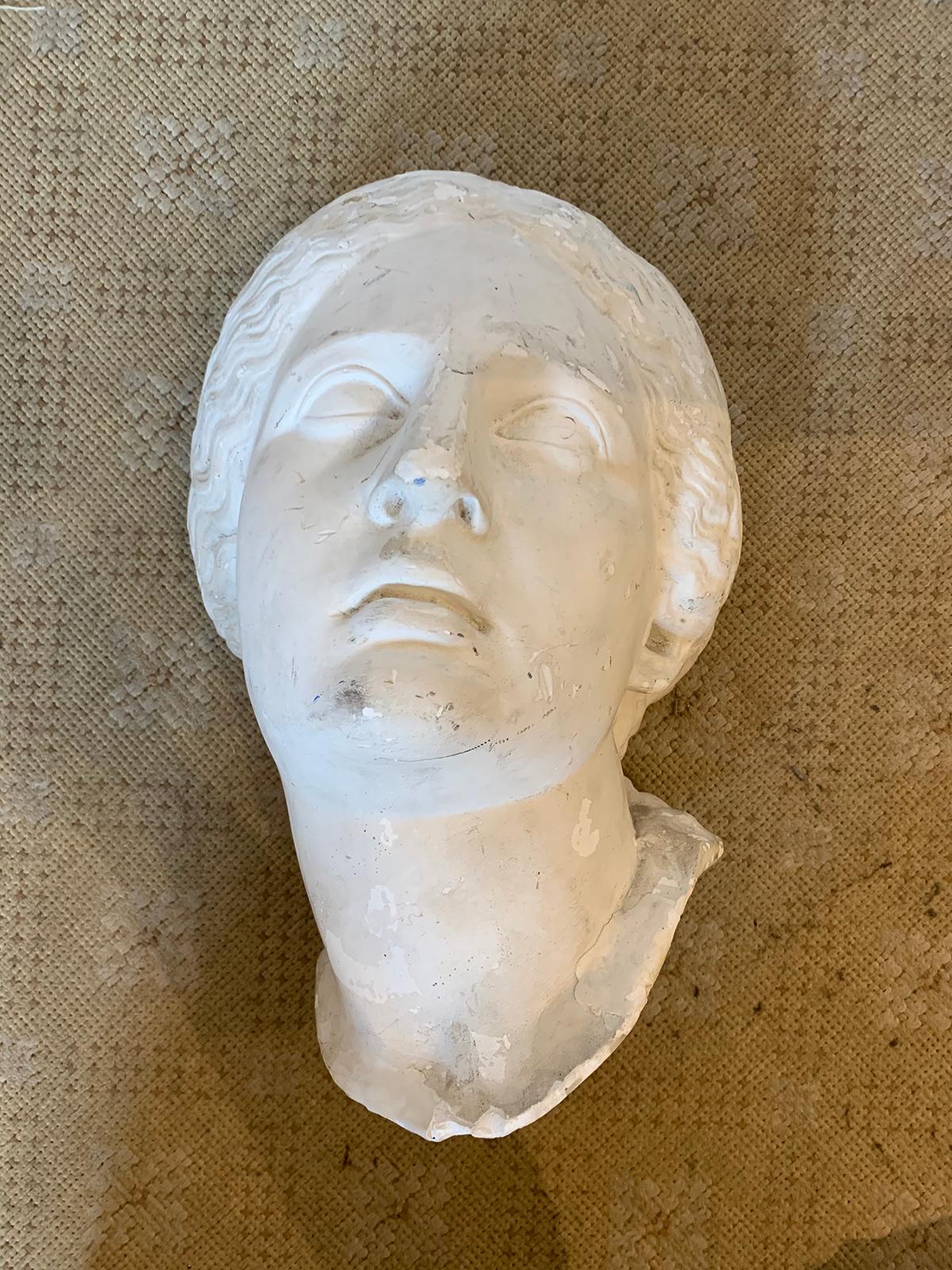 Early 20th Century Plaster Mask of Woman In Good Condition In Atlanta, GA