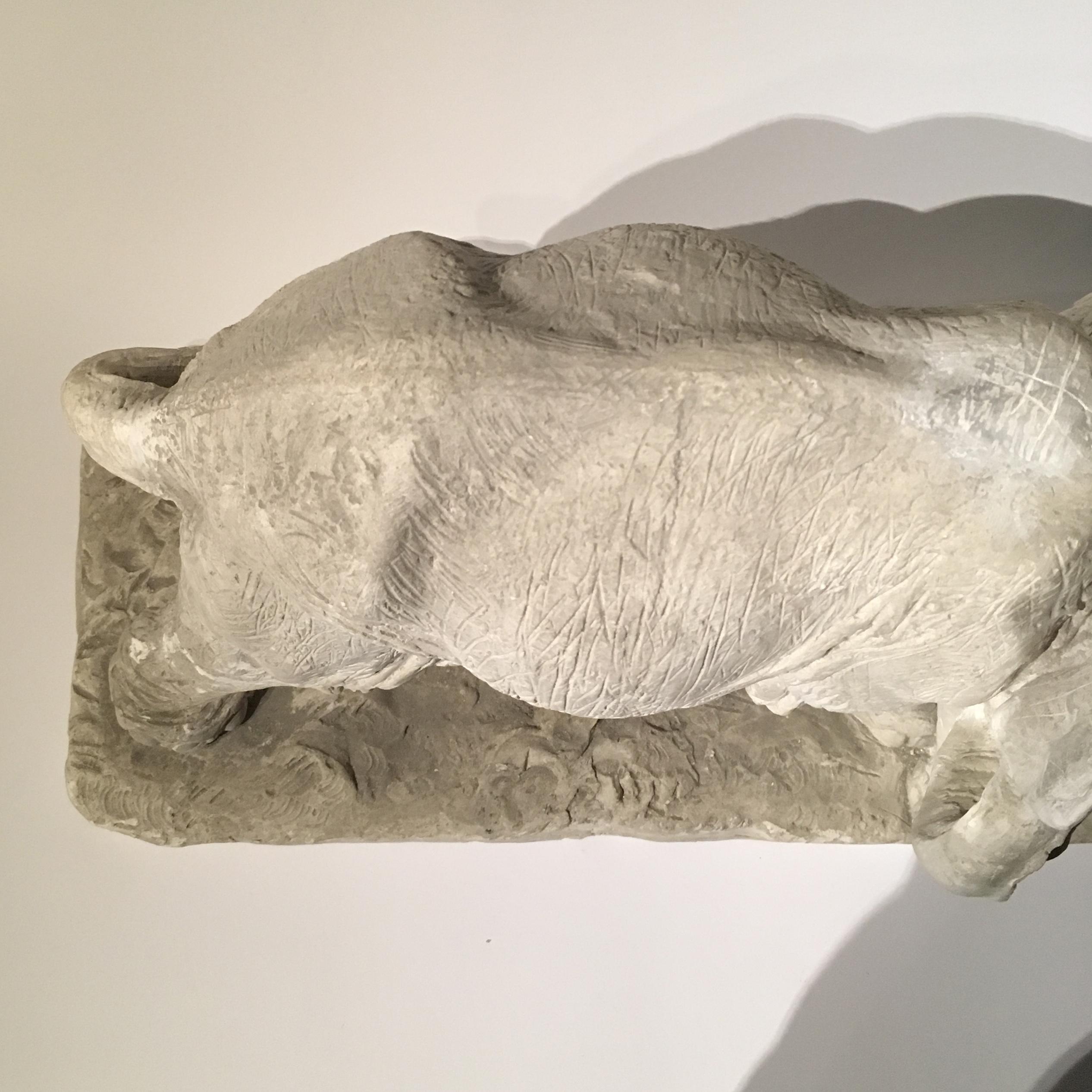 Italian Early 20th Century Plaster Sculpture Depicting an Elephant with its Offspring