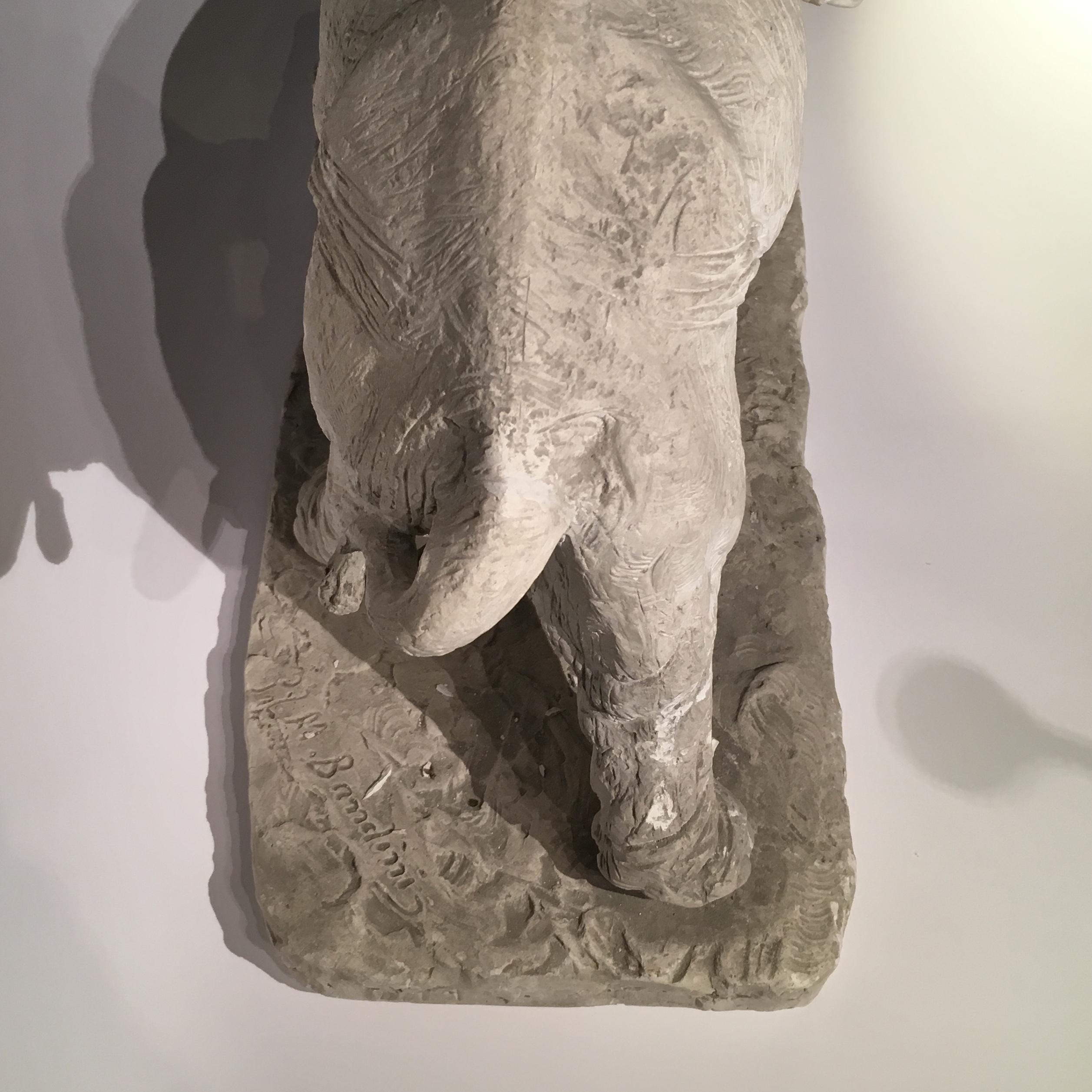 Early 20th Century Plaster Sculpture Depicting an Elephant with its Offspring 2