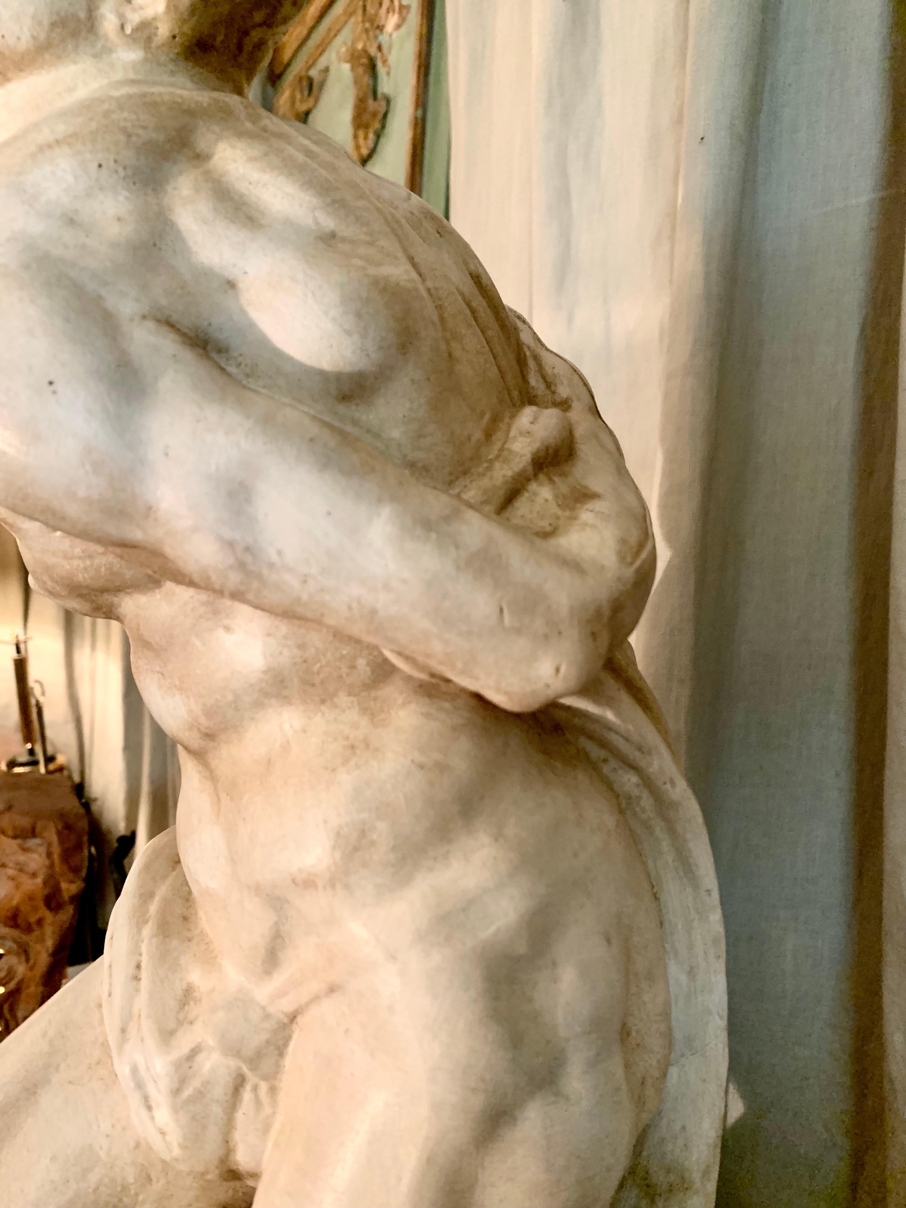 Renaissance Revival Early 20th Century  Plaster Sculpture  of Dying Slave, Micchelangelo.  For Sale
