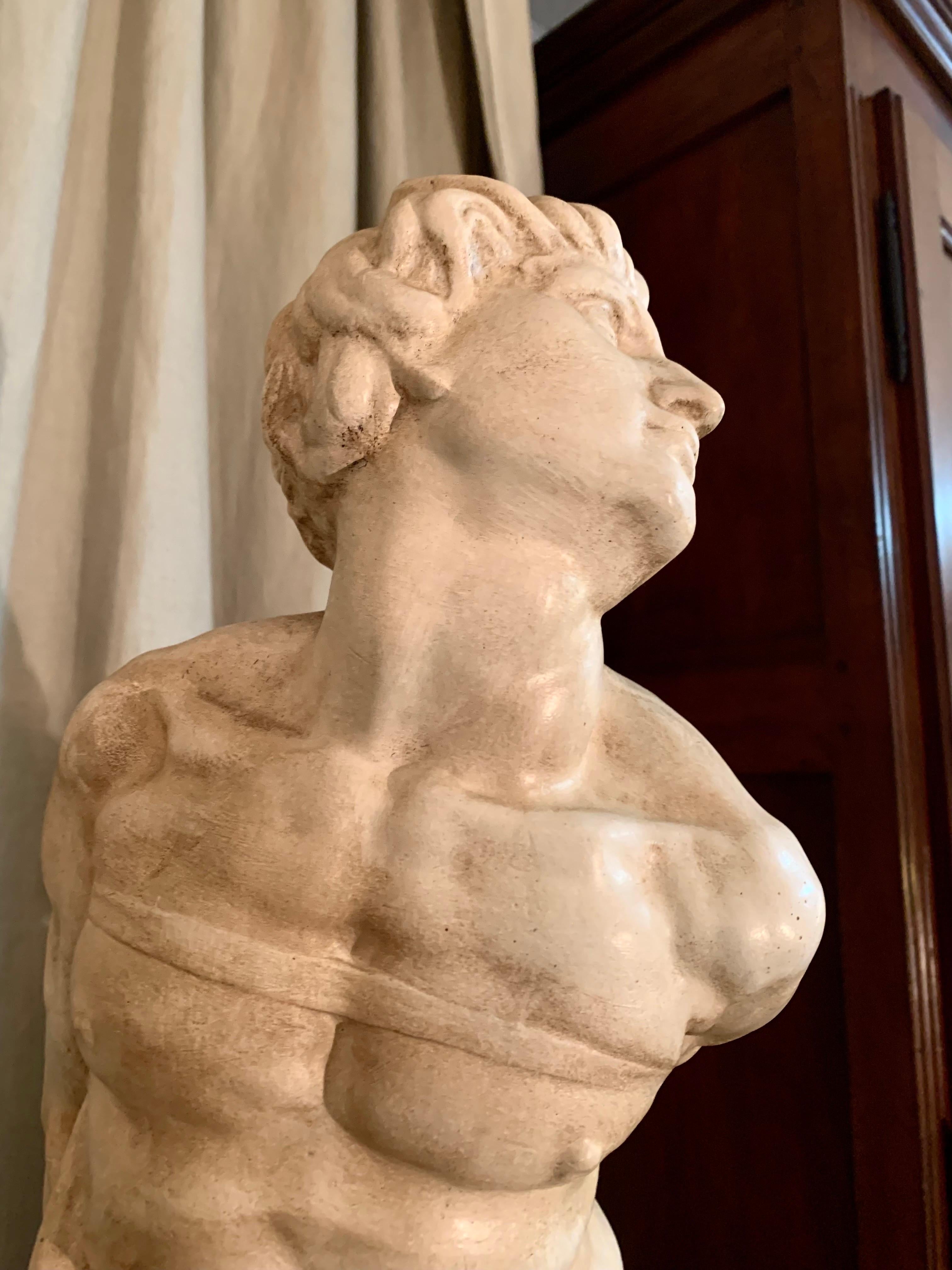 Spanish Early 20th Century  Plaster Sculpture  of Dying Slave, Micchelangelo.  For Sale