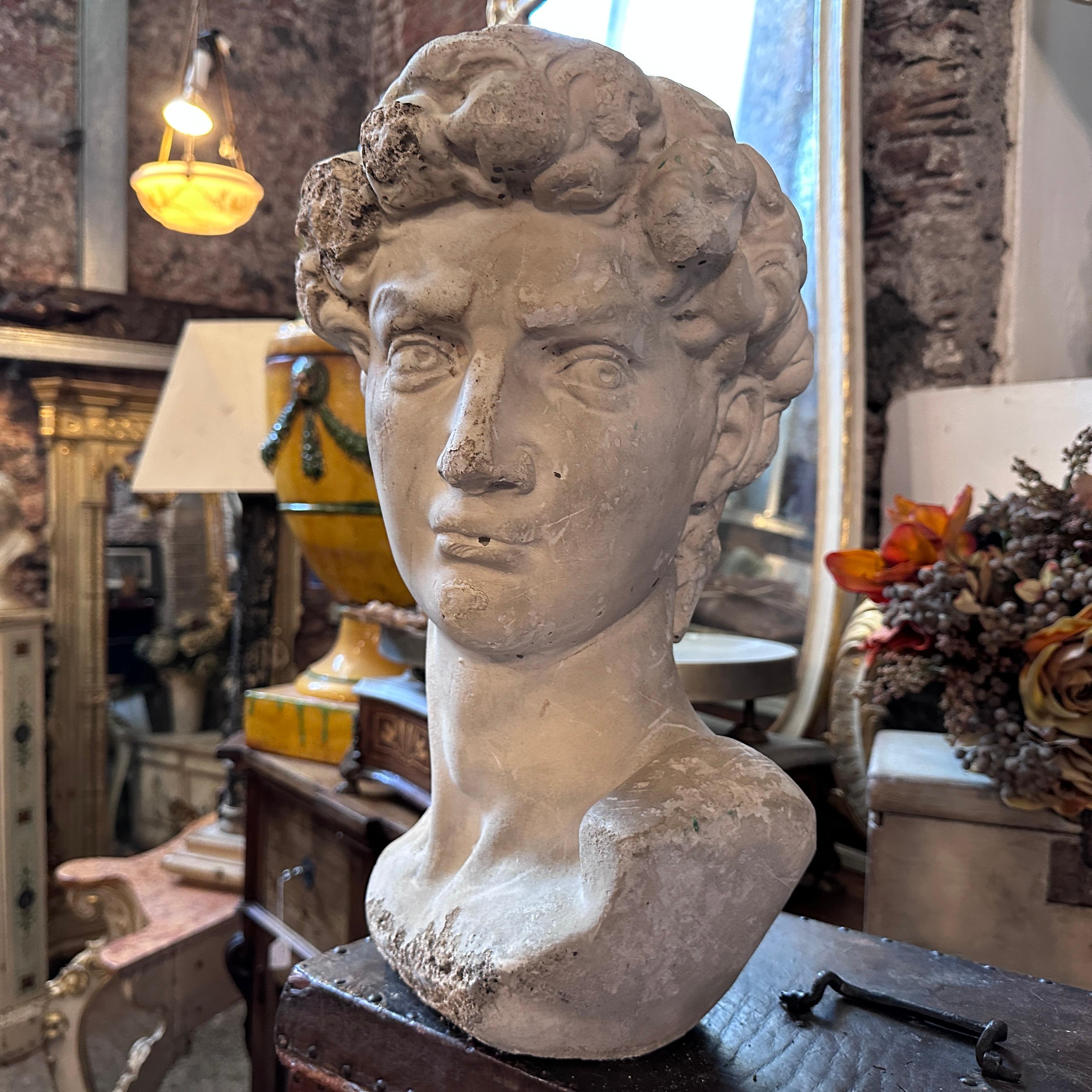 Renaissance Early 20th Century Plaster Sculpture of the Bust of David by Michelangelo