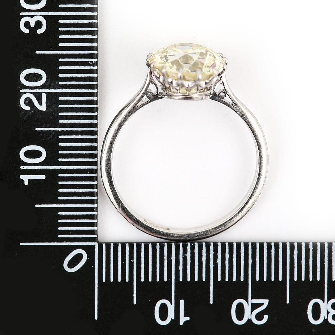Early 20th Century Platinum GIA 4.44ct Old Brilliant Cut Diamond Solitaire Ring 9