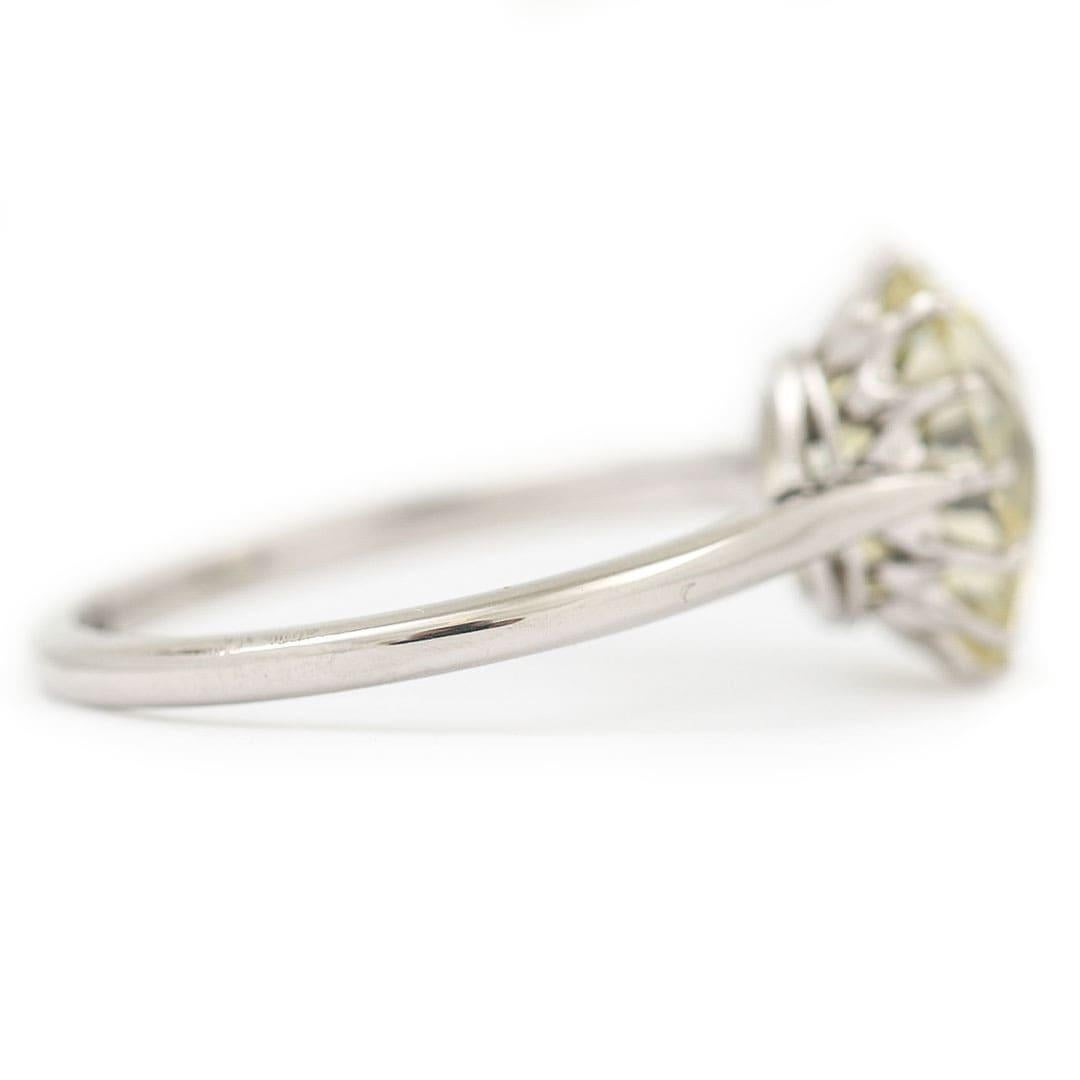 Early 20th Century Platinum GIA 4.44ct Old Brilliant Cut Diamond Solitaire Ring 2