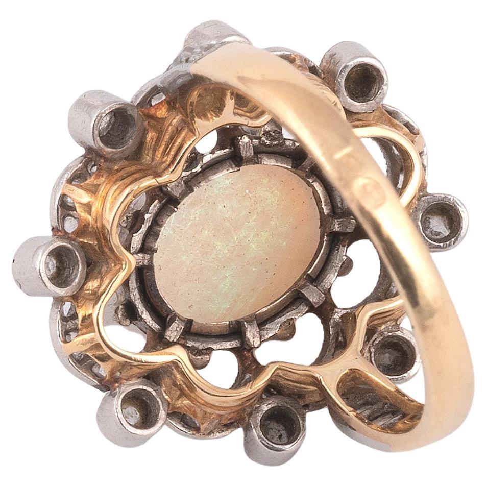 Art Nouveau Early 20th Century Platinum Opal and Diamond Ring