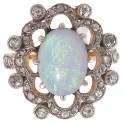 Early 20th Century Platinum Opal and Diamond Ring
