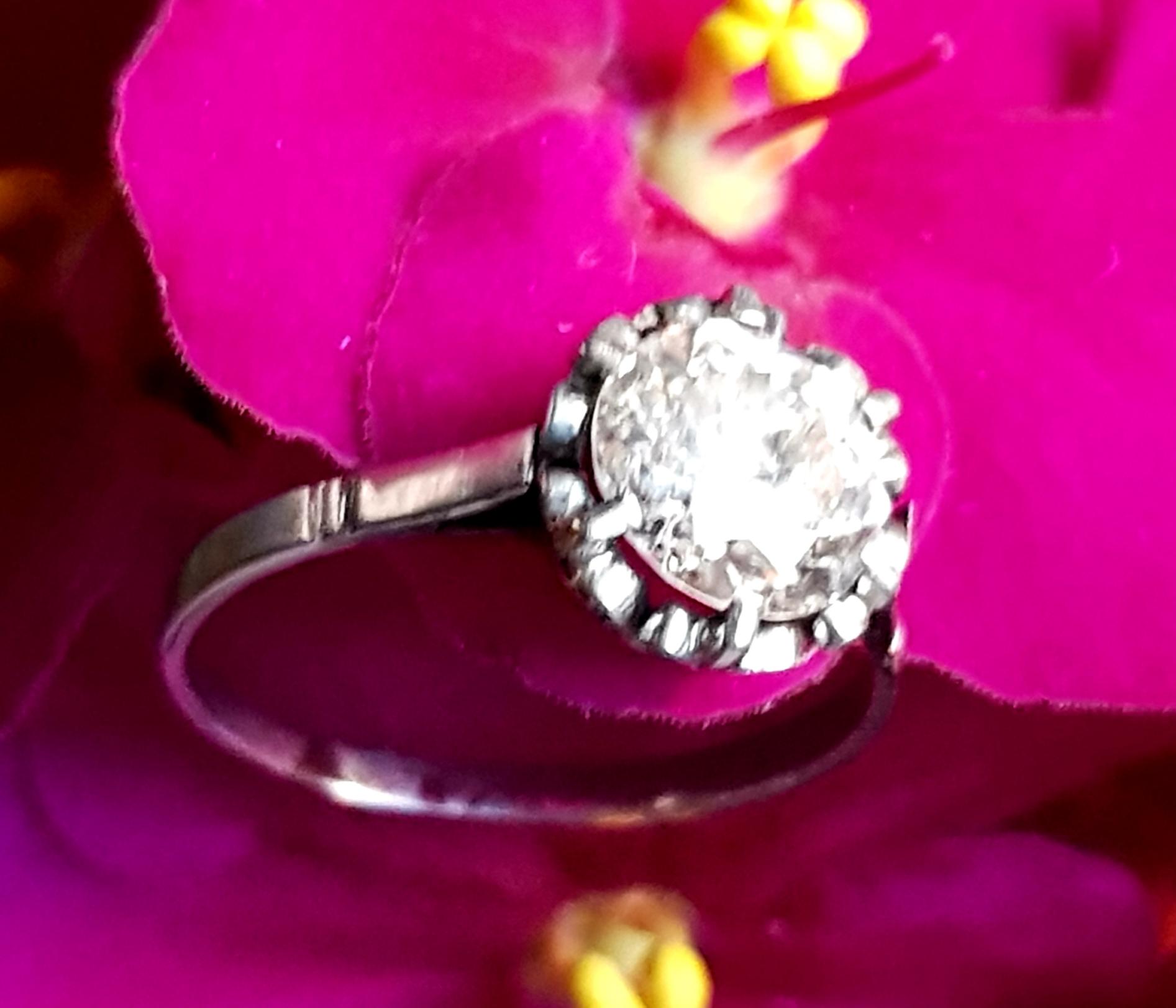 Art Deco Early 20th Century Platinum, Solitaire Old European Cut  1.63 ct Diamond Ring