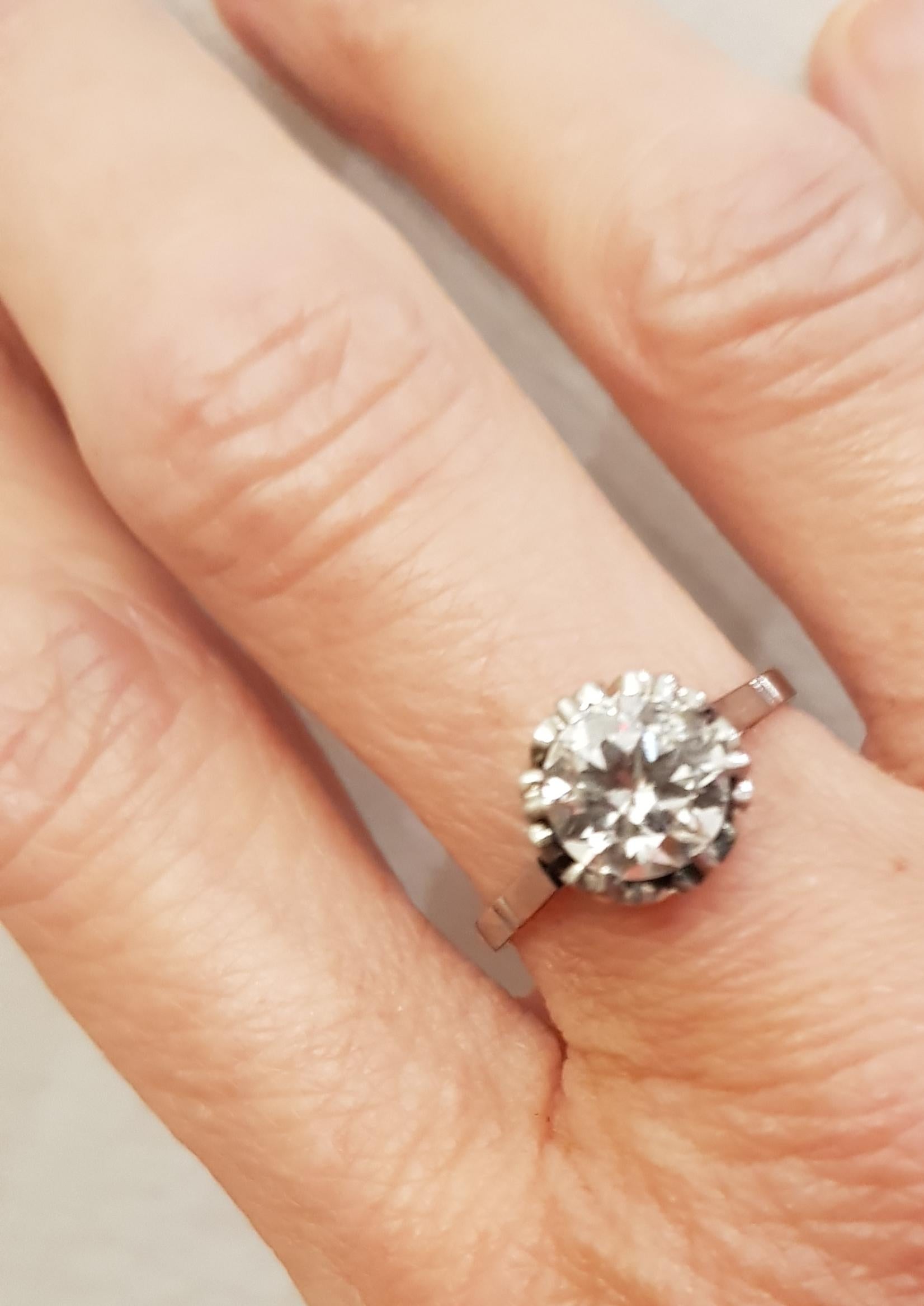 Early 20th Century Platinum, Solitaire Old European Cut  1.63 ct Diamond Ring 1