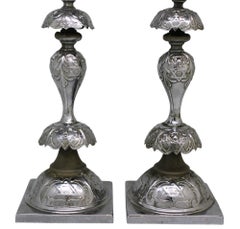 Early 20th Century Polish Silver Plated Shabbat Candelsticks