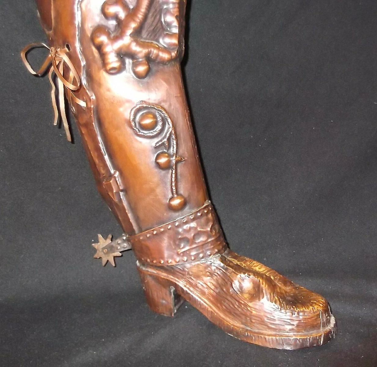 Early 20th Century Polished Copper Knights Boot Umbrella Stand For Sale 6