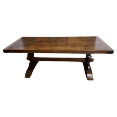 Early 20th century polished oak refectory table 