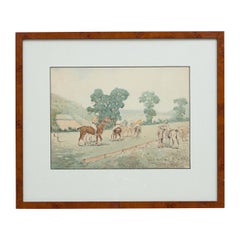 Aquarelle de polo du début du 20e siècle par Charles Simpson