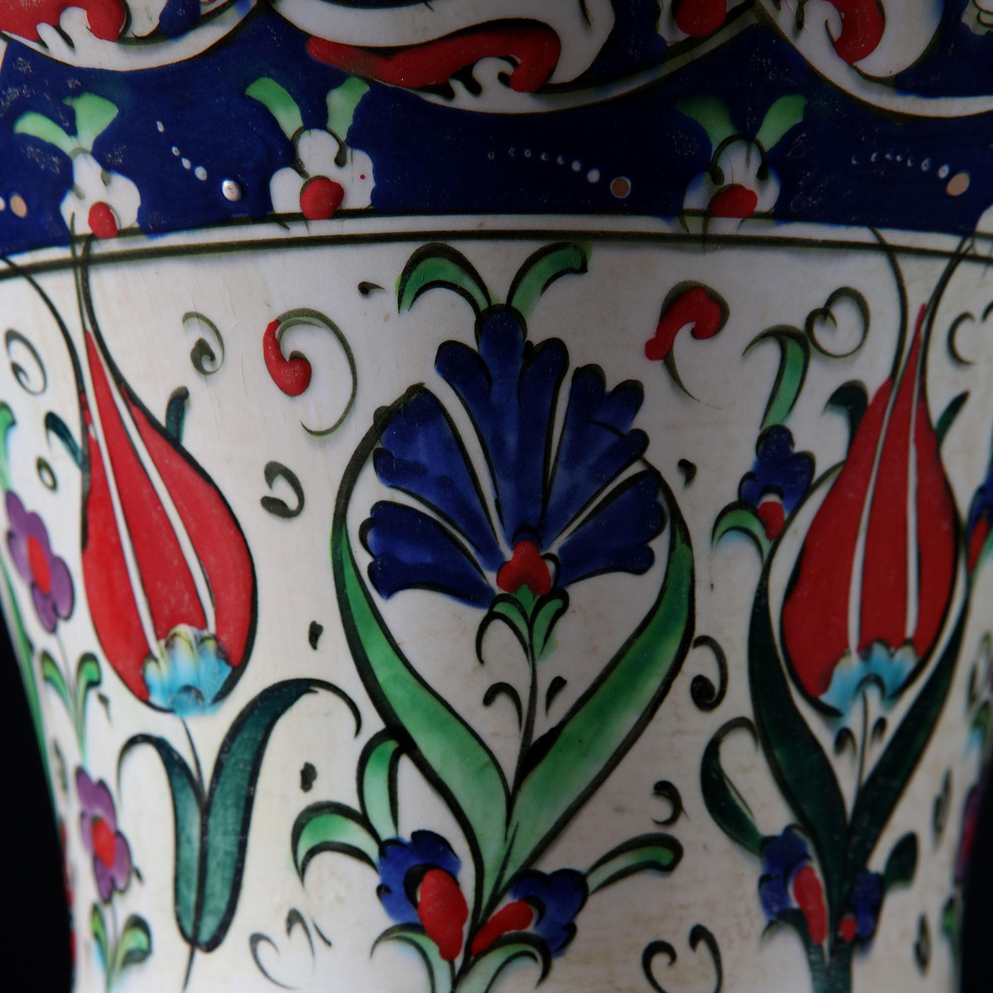 Early 20th Century Polychrome Turkish Islamic Mosque Lamp in the Iznik Style 1