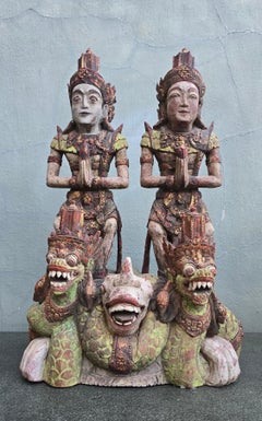 Monumental Balinese Sculptural Group, Likely Temple-Related, 19th Century