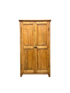 Early 20th-Century Poplar Wood Cabinet with Simple Rustic Design
