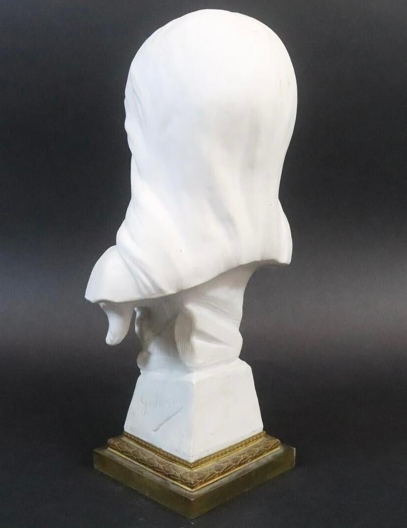 Early 20th Century Porcelain Girl Bust signed Georges Rogron Antique, 1900s For Sale 4