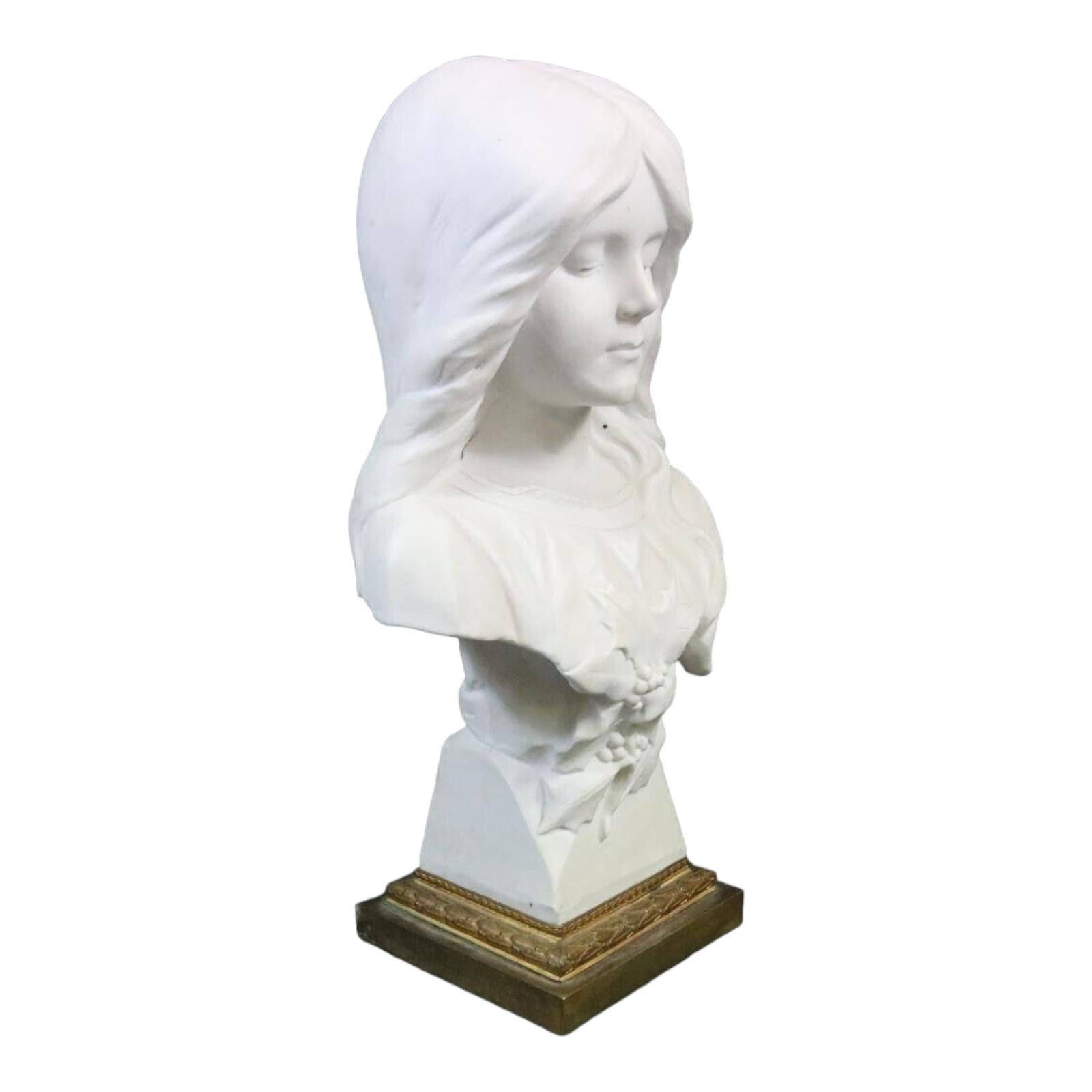 Early 20th Century Porcelain Girl Bust signed Georges Rogron Antique, 1900s For Sale 9