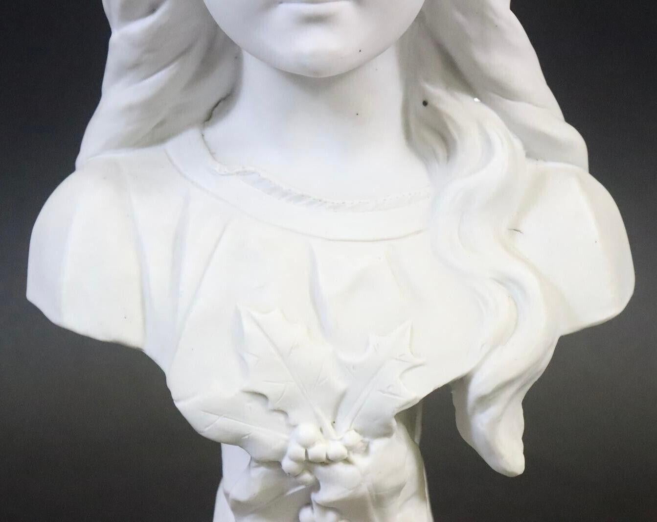 Hand-Crafted Early 20th Century Porcelain Girl Bust signed Georges Rogron Antique, 1900s For Sale
