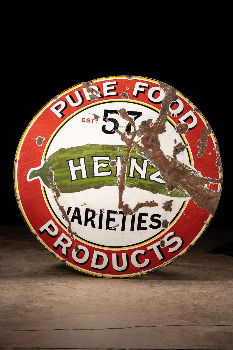 Americano Insegna pubblicitaria Heinz in porcellana dei primi del Novecento in vendita