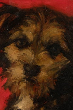 Portrait d'un chien, peinture à l'huile sur panneau de bois, début du XXe siècle