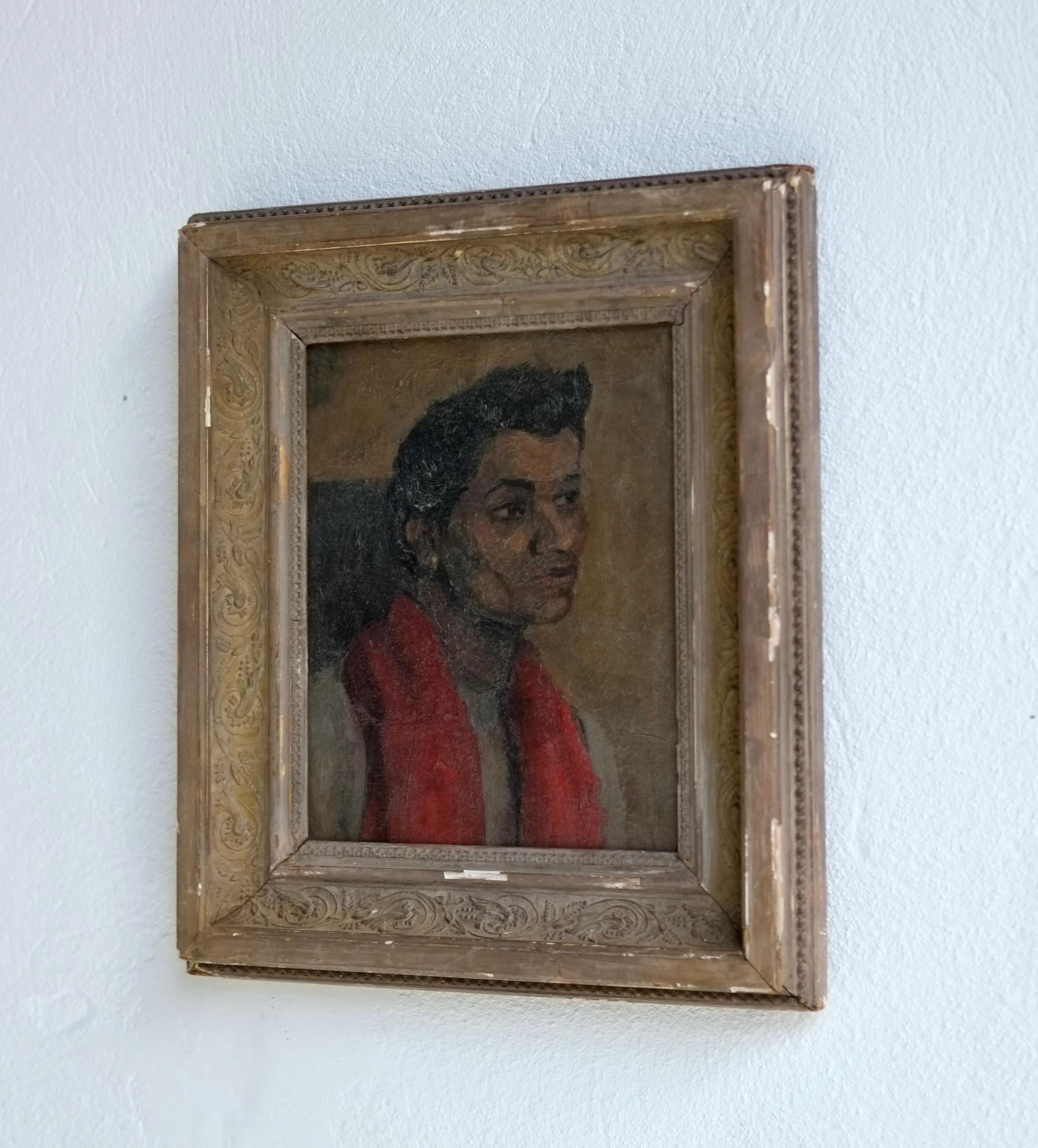 Legno Ritratto di un uomo dell'Asia meridionale dei primi del Novecento alla maniera di Glyn Philpot in vendita
