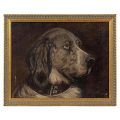 Early 20th Century Portrait of an English Setter Oil on Canvas in Modern Frame