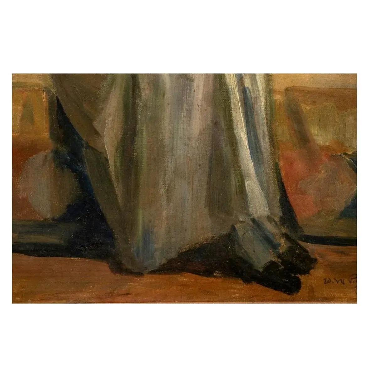 Ritratto ad olio di William McGregor Paxton dei primi del Novecento, incorniciato in vendita 4