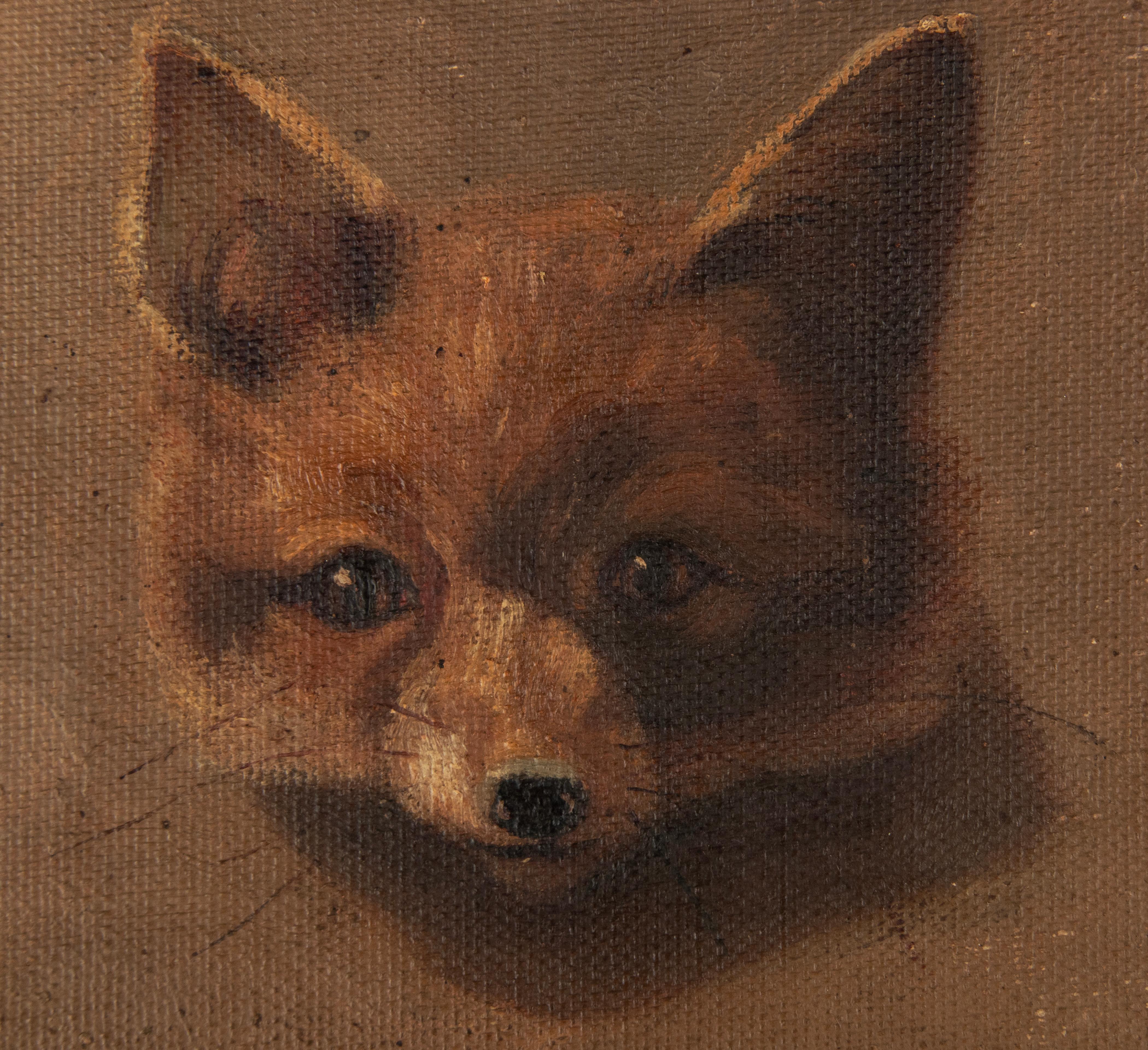 Oak Early 20th Century Portrait Oil Paintings of Hare and Foxes For Sale