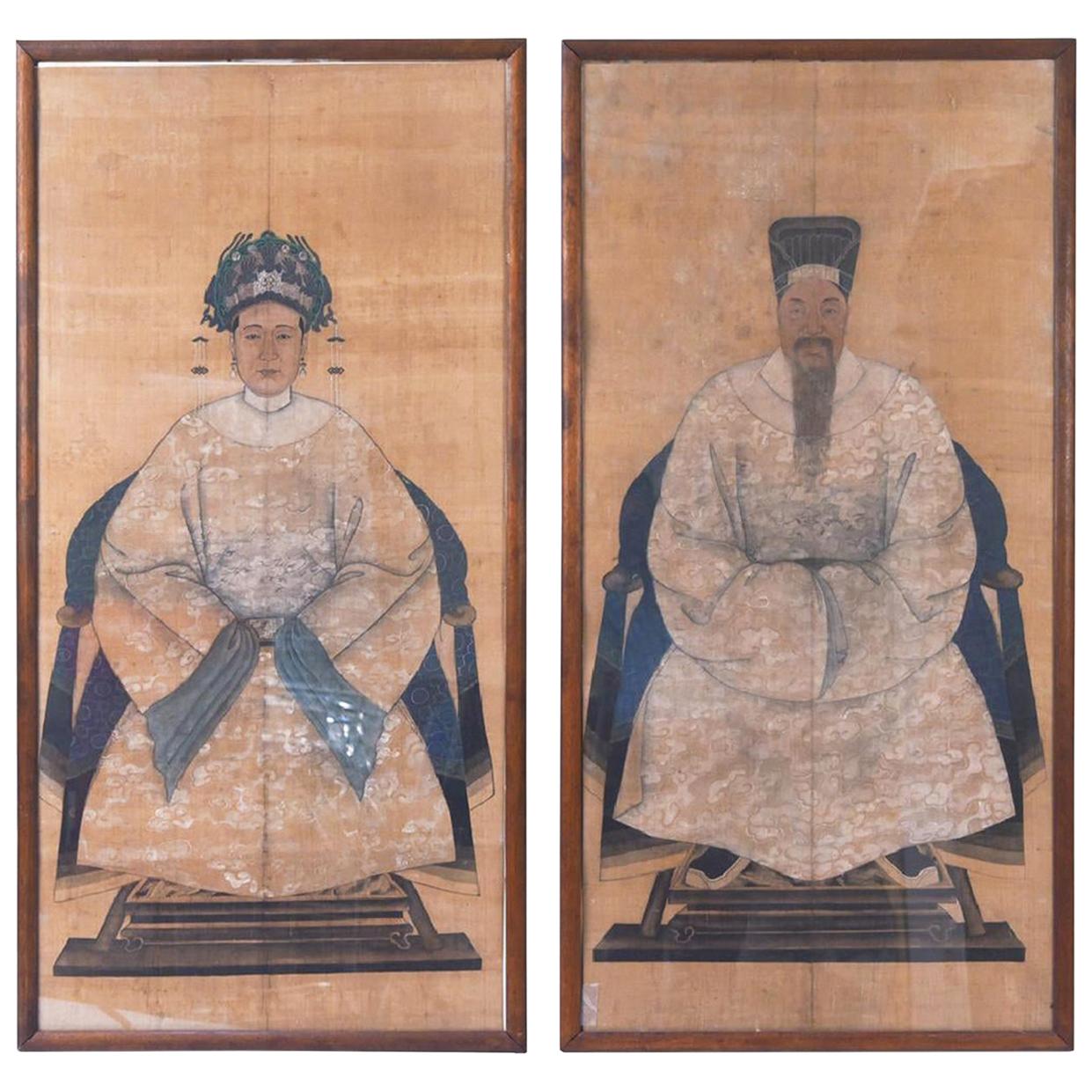 Early 20th Century Portraits of Chinese Dignitaries, a Pair