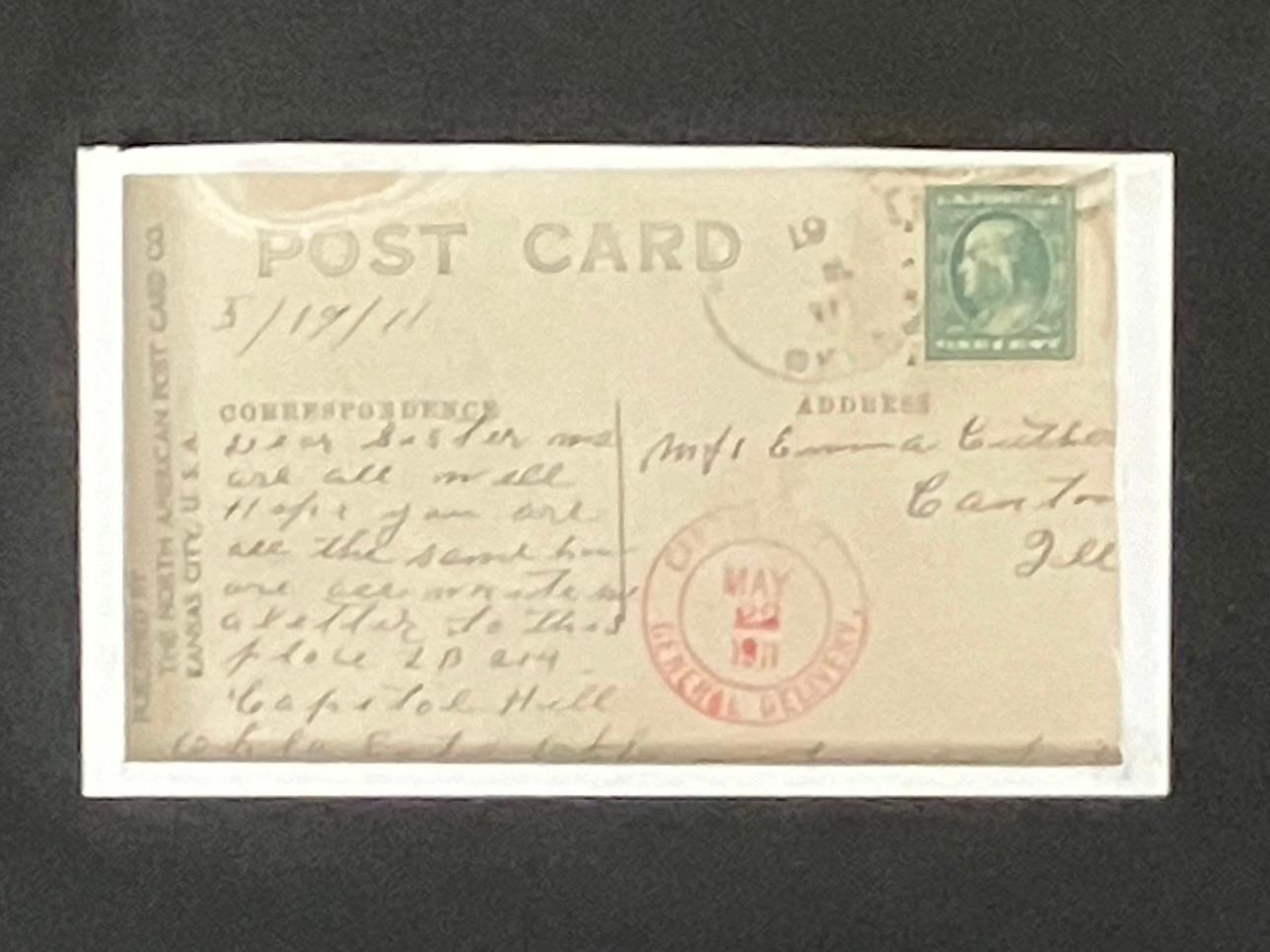 Postkartenplakat des frühen 20. Jahrhunderts mit gerahmter Fotografie von Geronimo, gestempelt 1911 im Zustand „Gut“ im Angebot in San Francisco, CA