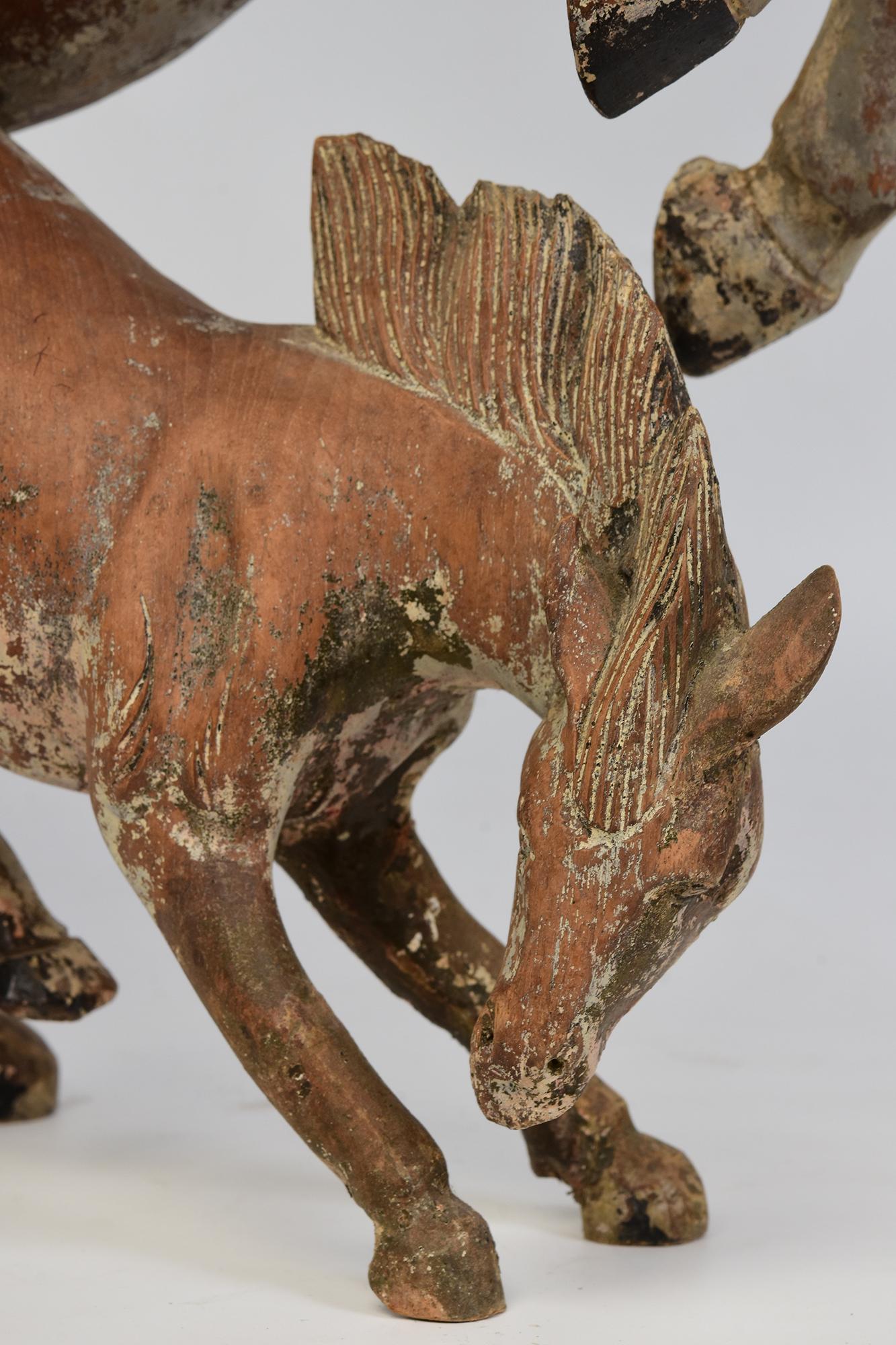 Asiatico Cavallo di legno rampante dei primi del Novecento in vendita