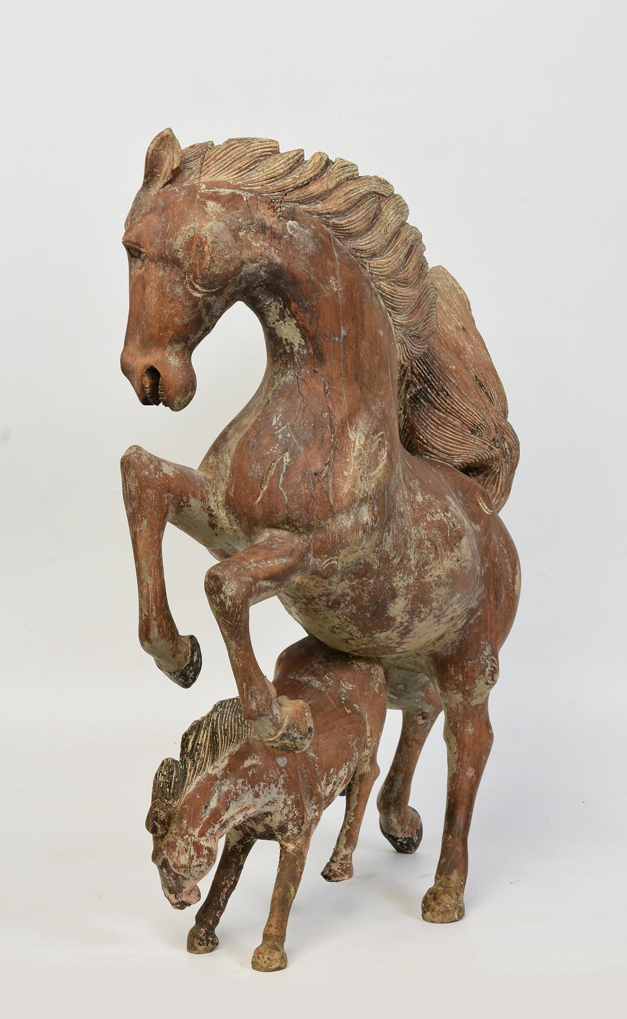 Legno Cavallo di legno rampante dei primi del Novecento in vendita