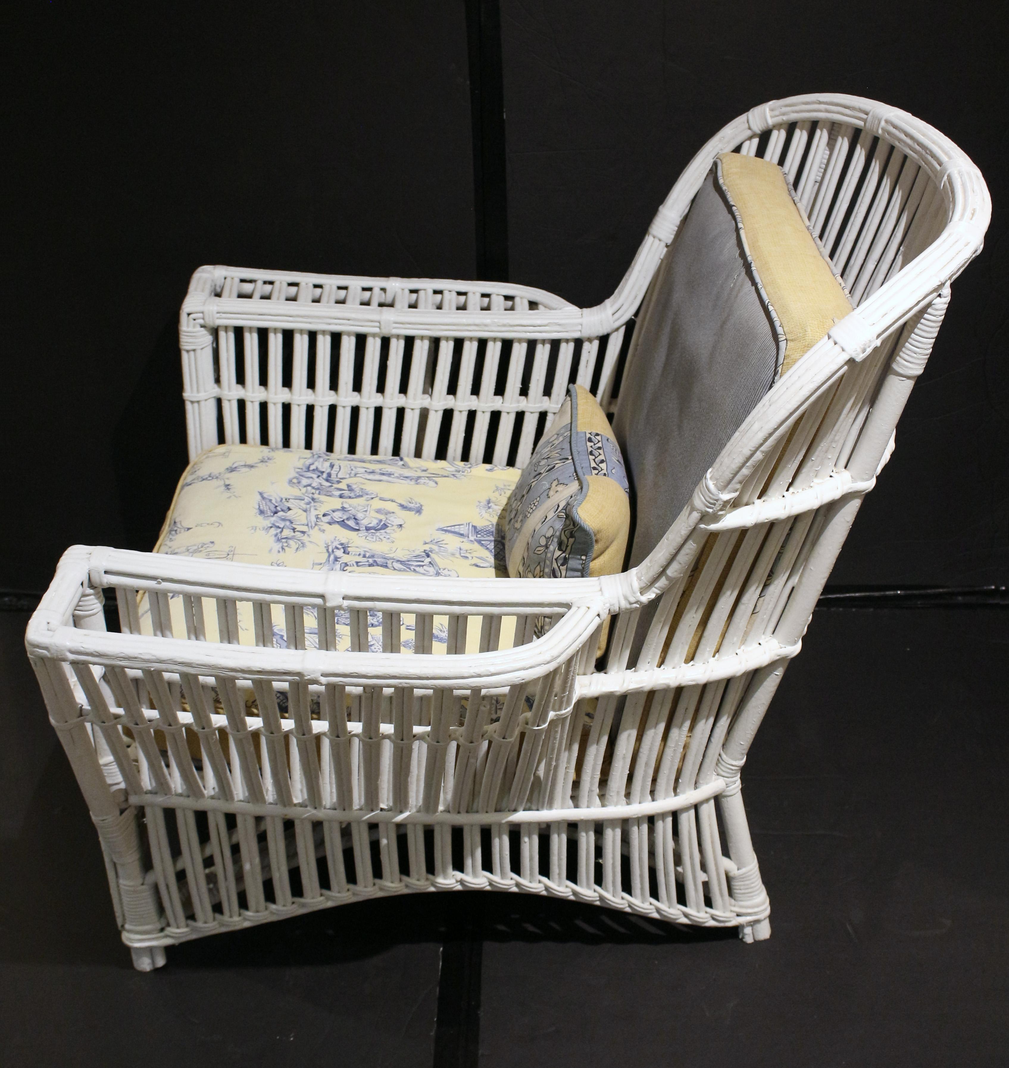 Painted Early 20th Century Presidential Rattan Arm Chair