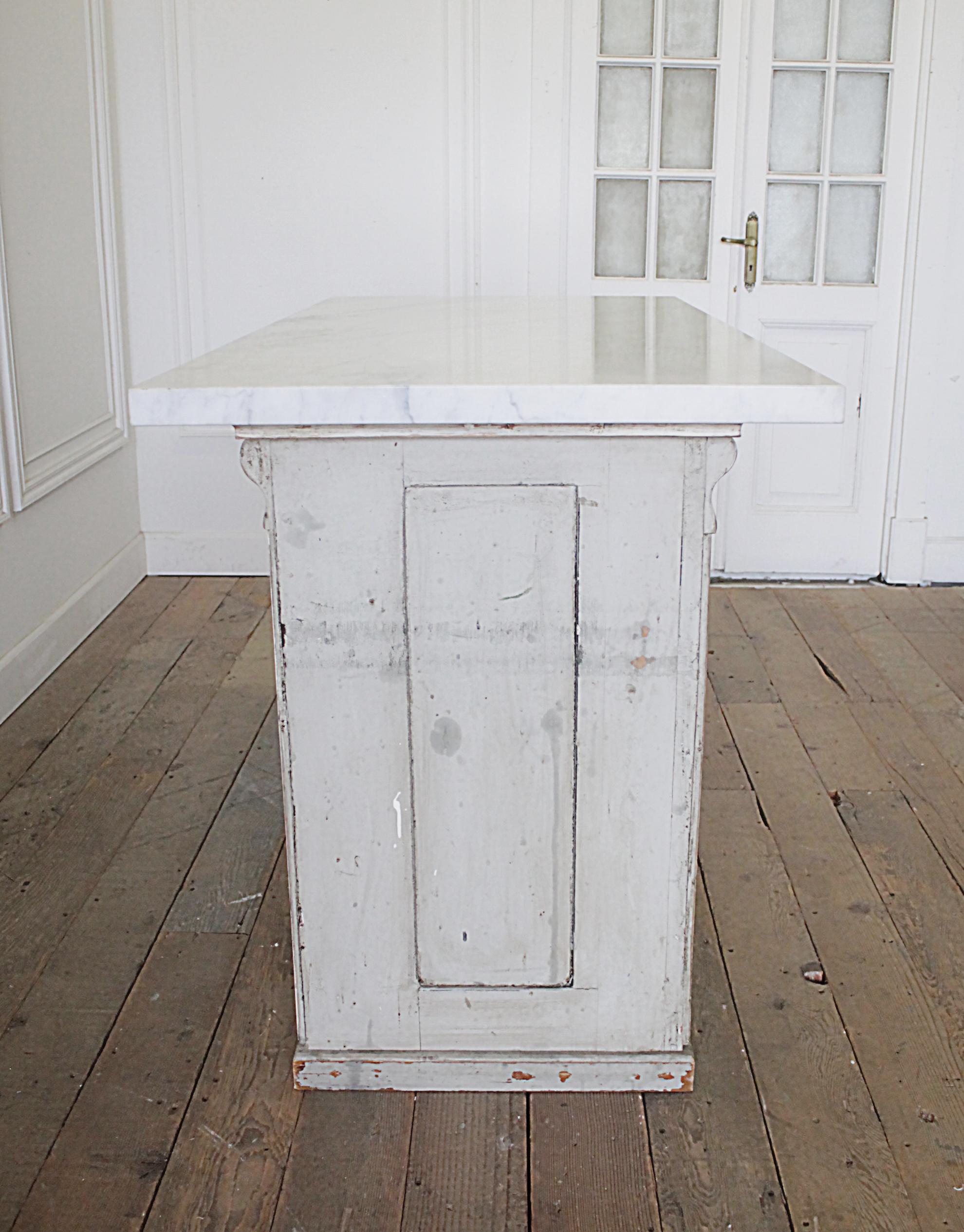 Early 20th Century Primitive Counter or Server or Island with Marble Top 12