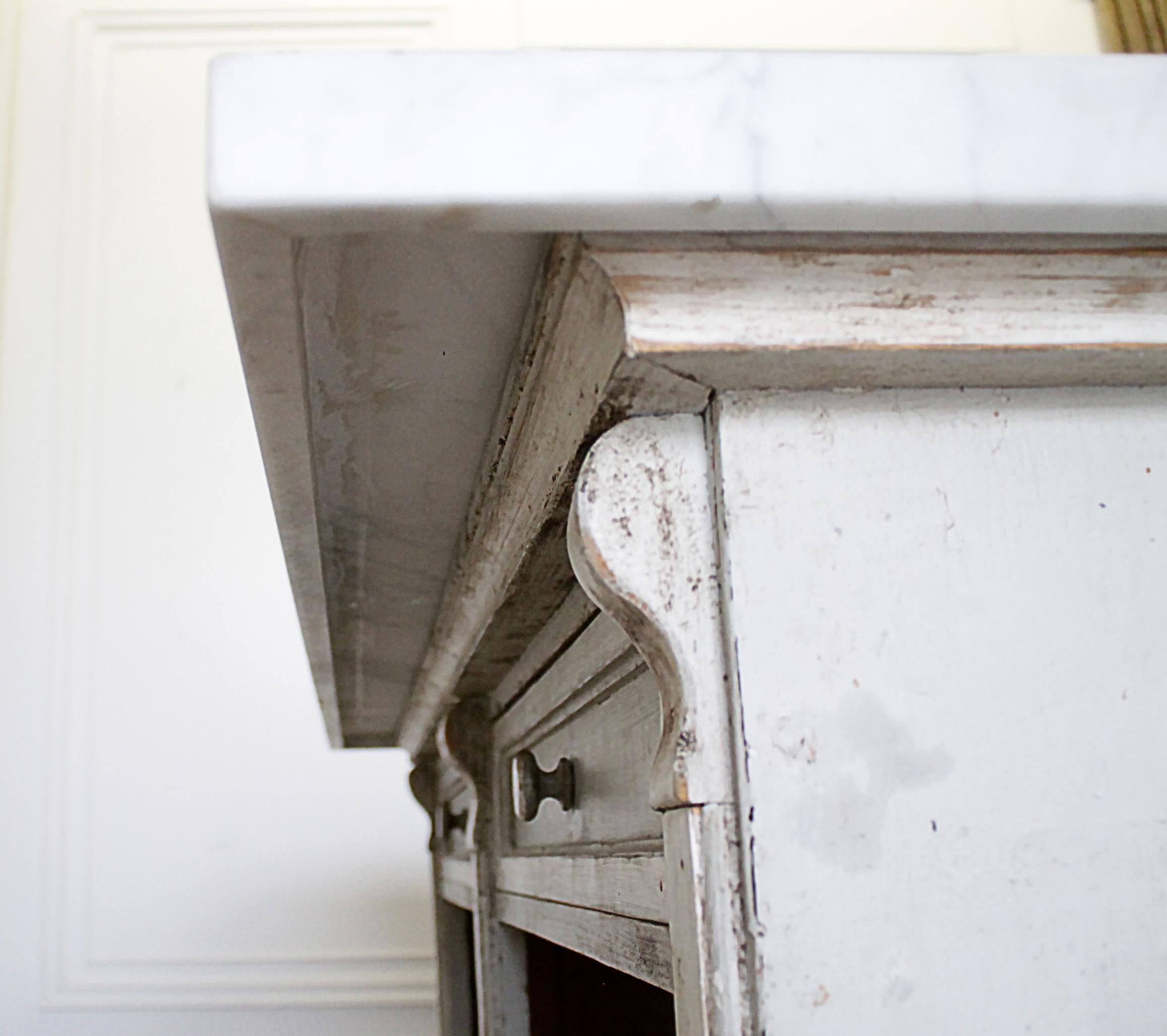 Early 20th Century Primitive Counter or Server or Island with Marble Top 13