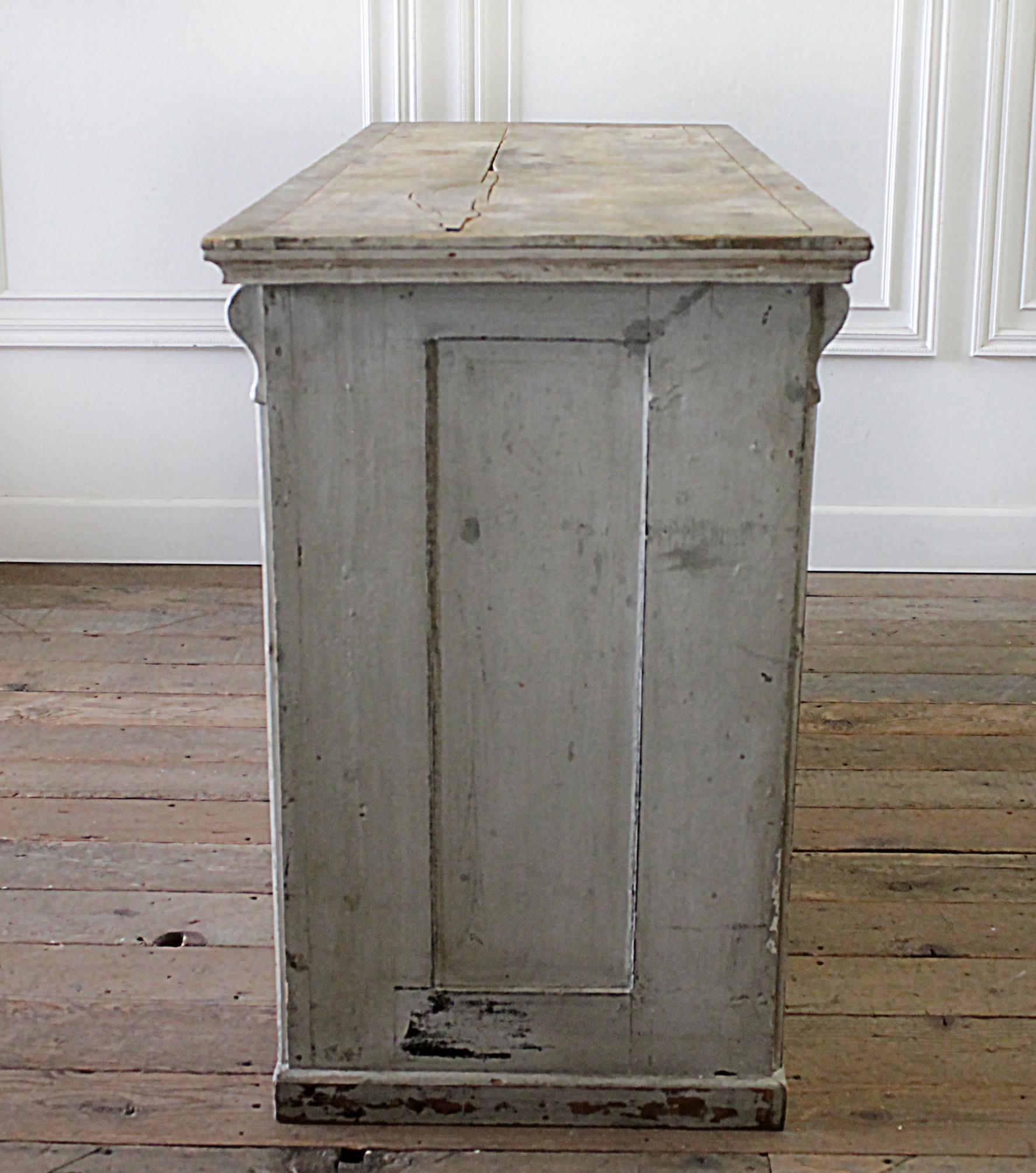 Hungarian Early 20th Century Primitive Counter or Server or Island with Marble Top