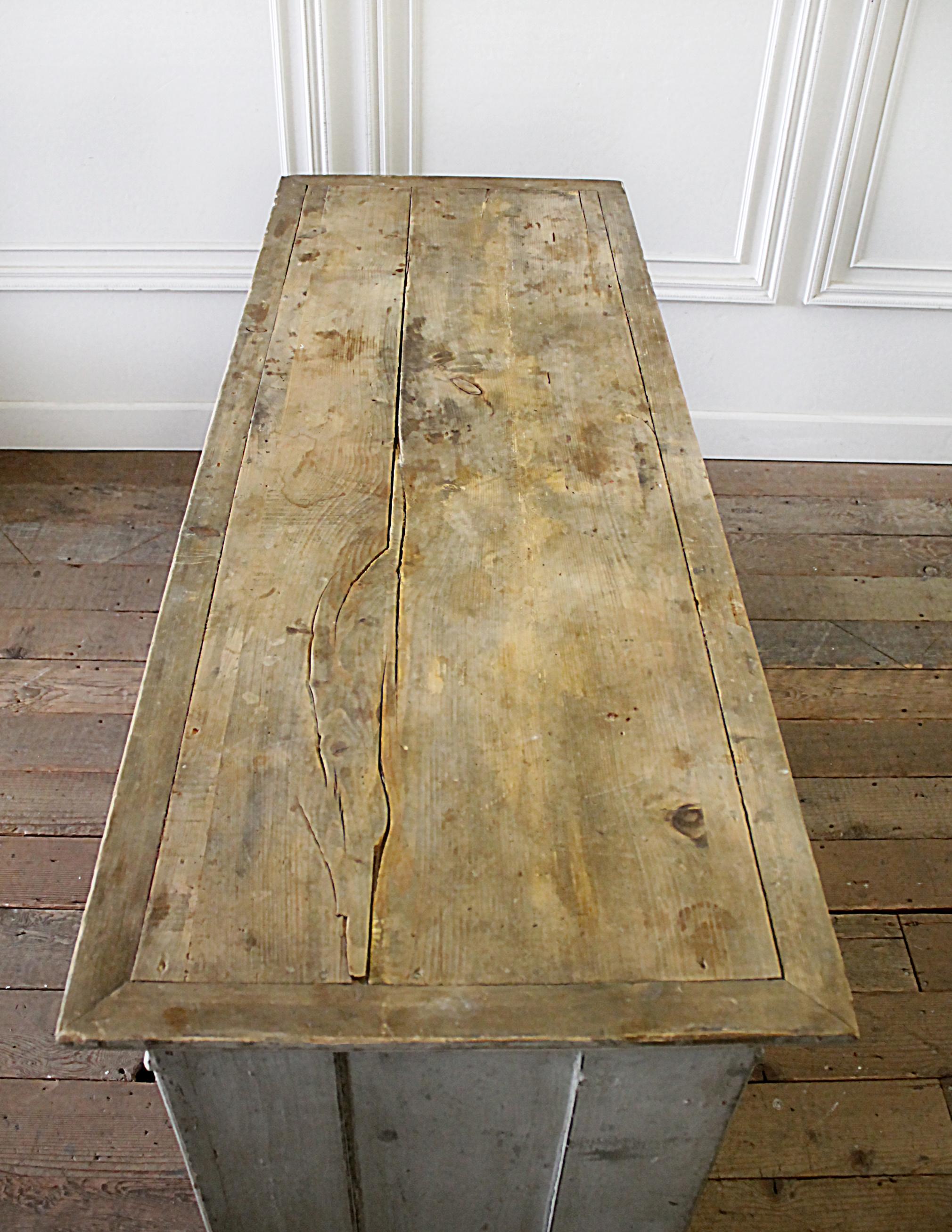 Early 20th Century Primitive Counter or Server or Island with Marble Top In Good Condition In Old Town Orange, CA