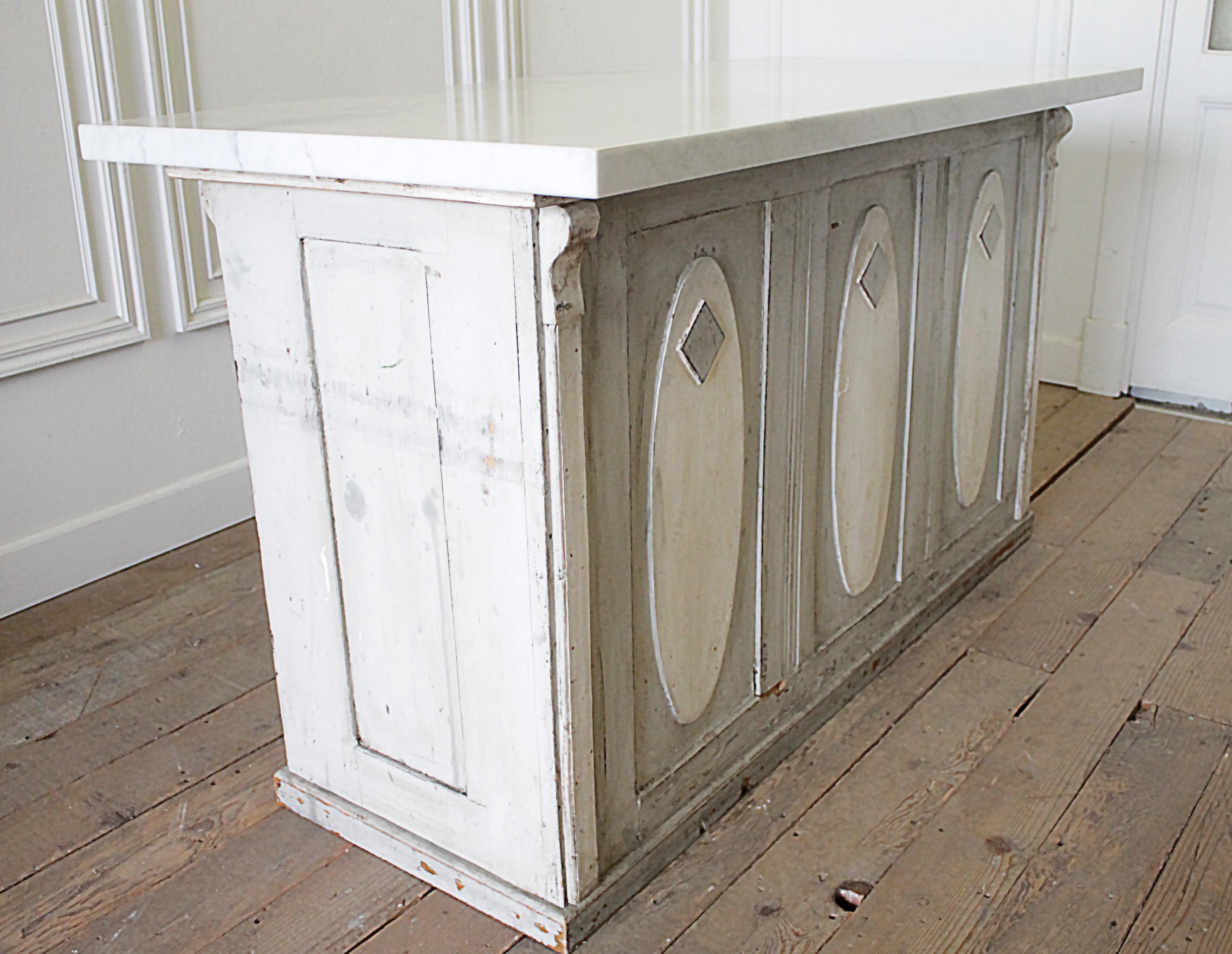 Early 20th Century Primitive Counter or Server or Island with Marble Top 1