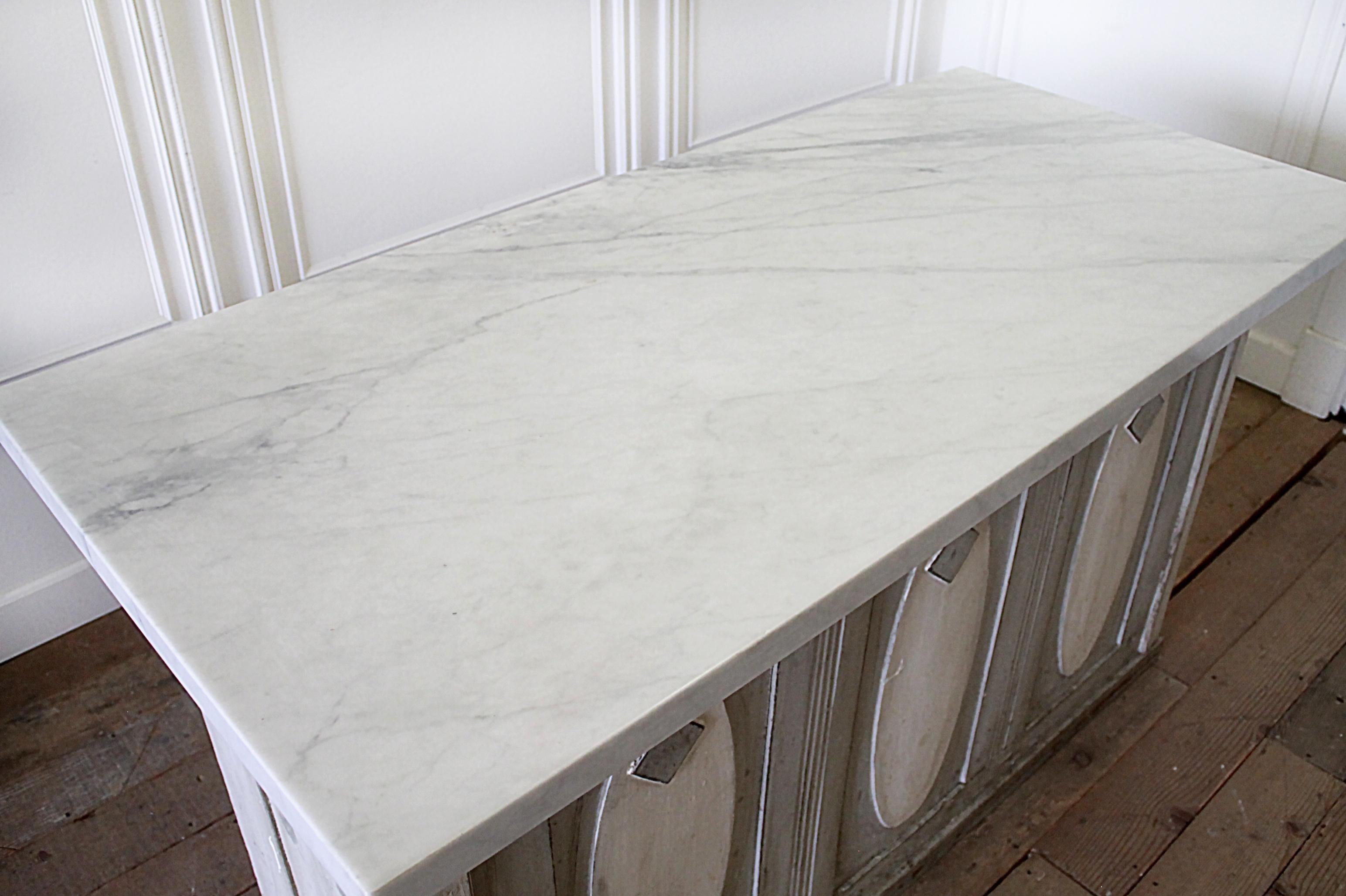 Early 20th Century Primitive Counter or Server or Island with Marble Top 2