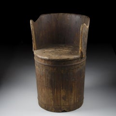 Early 20th Century Primitive "Dug Out"  Barrel Chair
