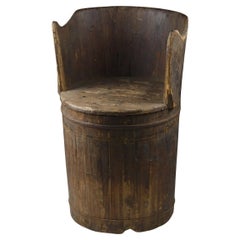 Early 20th Century Primitive "Dug Out"  Barrel Chair