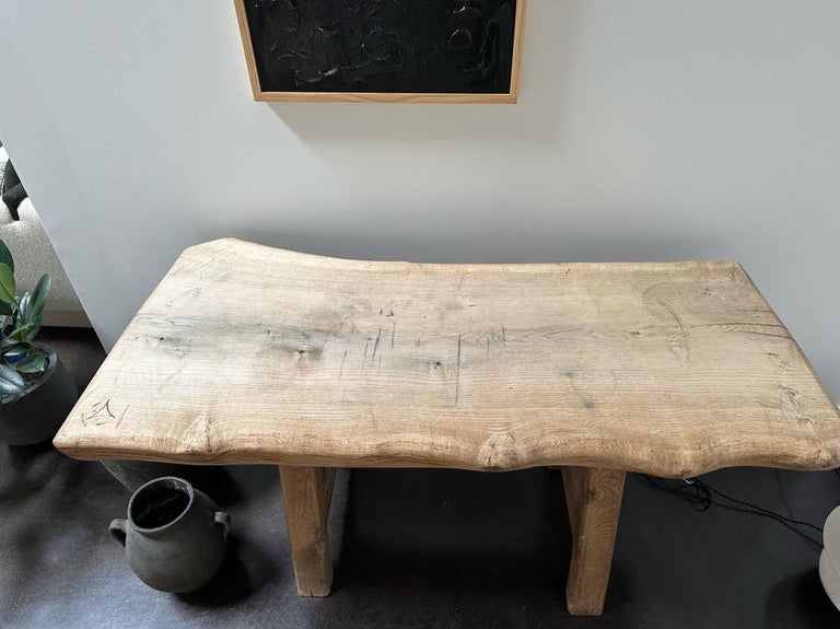 Early 20th Century Primitive Oak Console Table For Sale 1