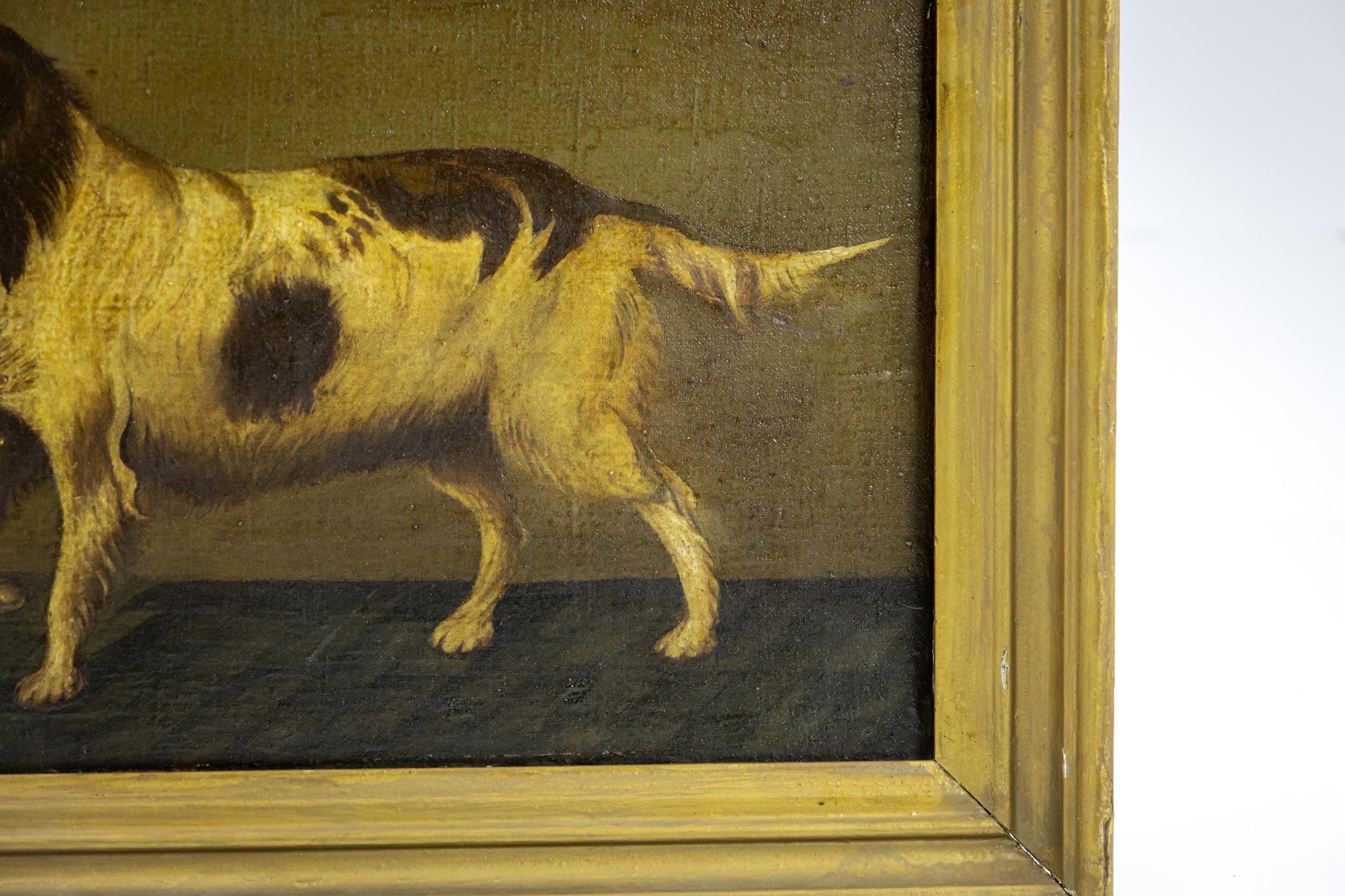 Huile sur toile primitive du début du 20e siècle représentant un épagneul en vente 3